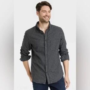 Goodfellow Men's Black and Gray Plaid Shirt